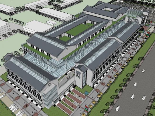 Sketchup商业模型|多层商业中心，现代中式风格