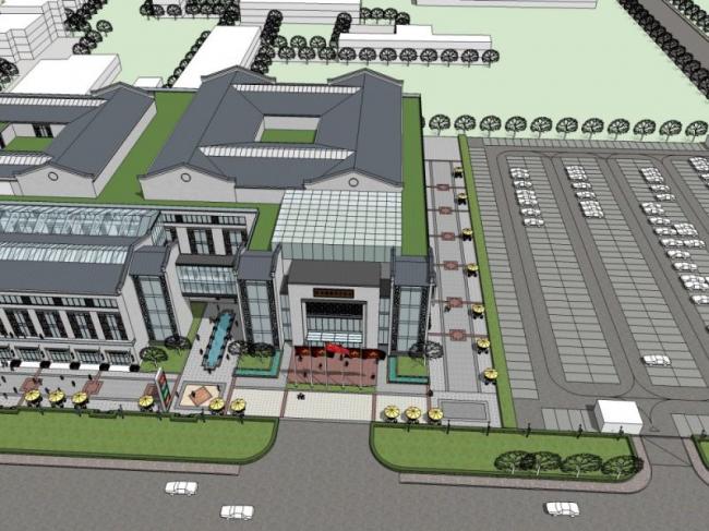 Sketchup商业模型|多层商业中心，现代中式风格