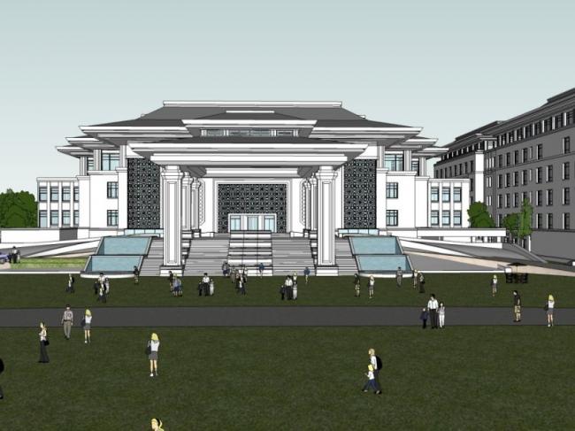 Sketchup酒店模型|多层酒店，现代中式风格