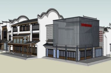 Sketchup商业模型|多层商业古街，仿古，中式风格-BIM建筑网