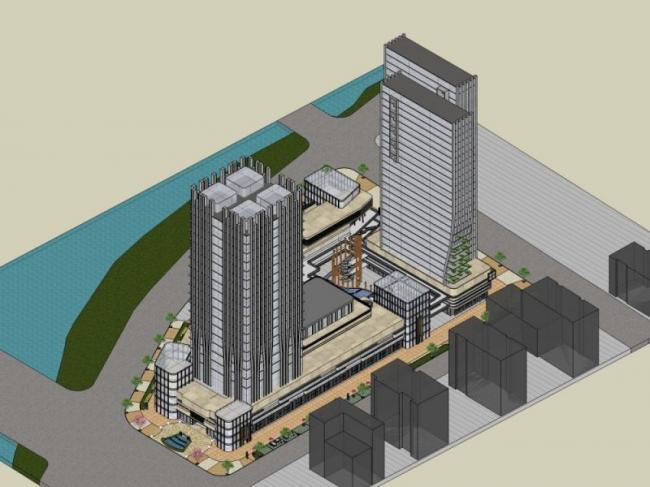 Sketchup综合体模型|多高层城市综合体，住宅，办公，酒店，现代风格