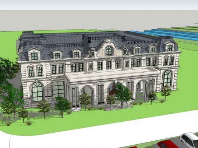 Sketchup商业模型|低层售楼处会所，欧式古典风格