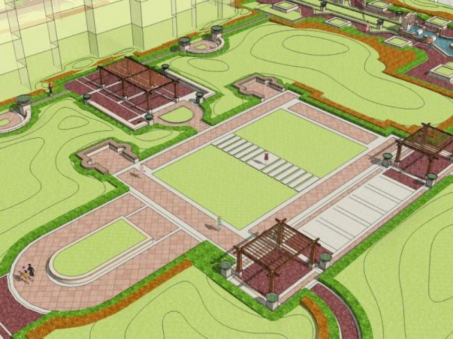 Sketchup景观模型|小区景观，住宅景观，古典风格