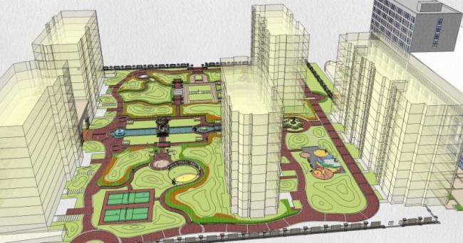 Sketchup景观模型|小区景观，住宅景观，古典风格