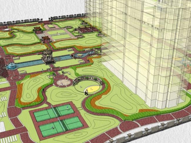 Sketchup景观模型|小区景观，住宅景观，古典风格