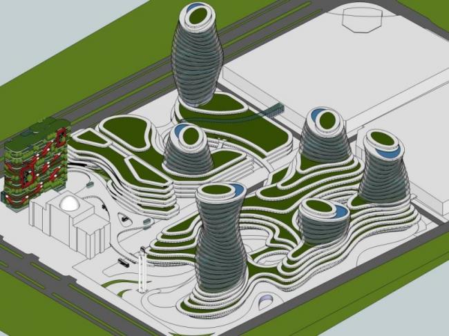 Sketchup综合体模型|多高层商业综合体，住宅，办公，酒店，现代风格