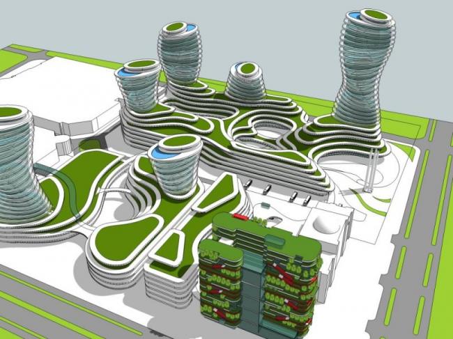 Sketchup综合体模型|多高层商业综合体，住宅，办公，酒店，现代风格