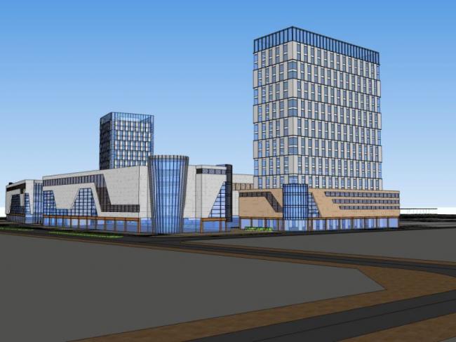 Sketchup综合体模型|多高层商业综合体，办公，现代风格
