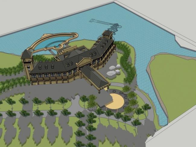 Sketchup商业模型|低层会所，中式风格