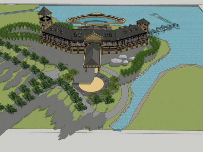 Sketchup商业模型|低层会所，中式风格