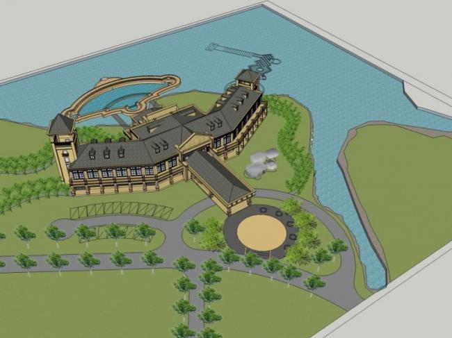 Sketchup商业模型|低层会所，中式风格