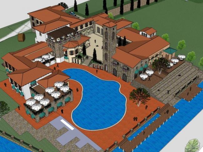 Sketchup商业模型|多层会所，西班牙风格