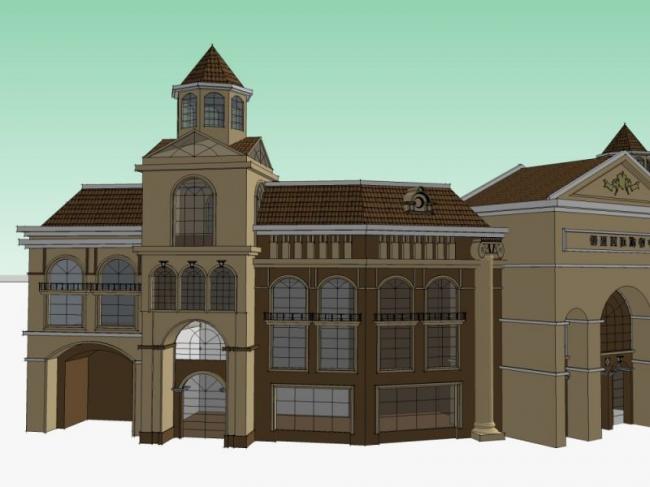 Sketchup商业模型|多层购物中心，古典风格