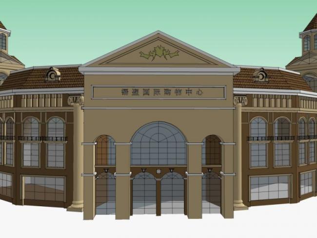 Sketchup商业模型|多层购物中心，古典风格
