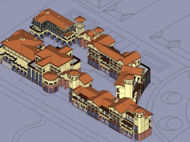 Sketchup商业模型|多层商业步行街，古典风格