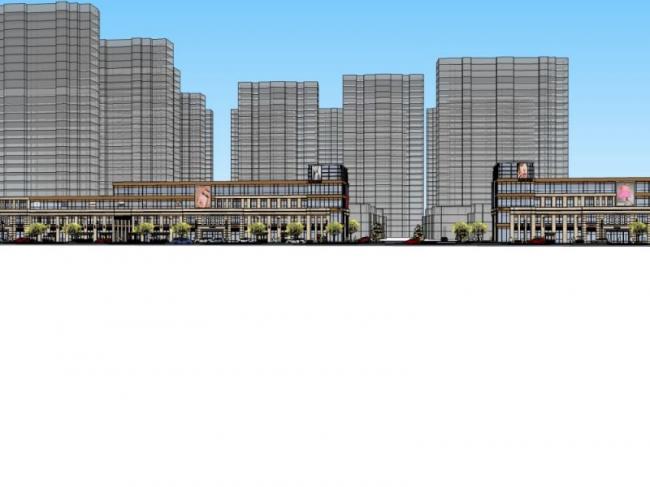 Sketchup商业模型|多层商业步行街，现代风格