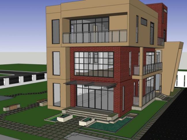 Sketchup办公模型|多层办公楼，现代风格