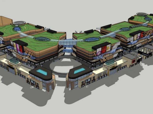 Sketchup商业模型|多层商业步行街，现代风格