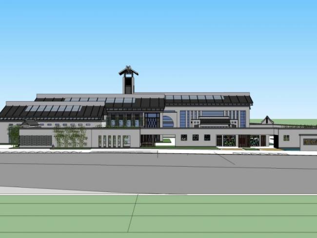 Sketchup文化模型|多层展览馆，文化建筑，中式风格