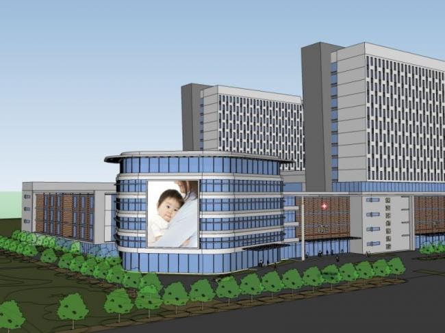 Sketchup医院模型|多高层医院，医疗建筑，现代风格