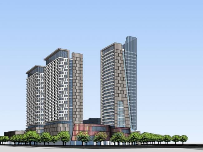 Sketchup综合体模型|多高层商业综合体，住宅，办公，现代风格