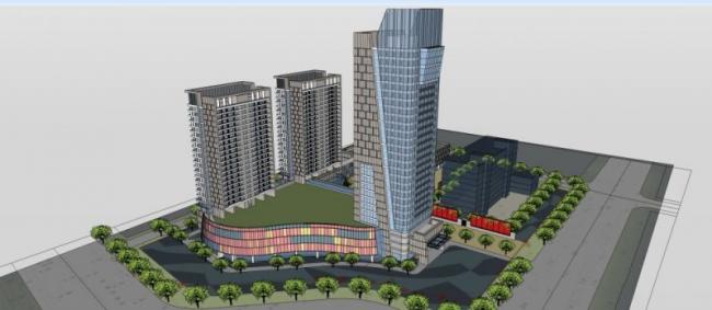 Sketchup综合体模型|多高层商业综合体，住宅，办公，现代风格