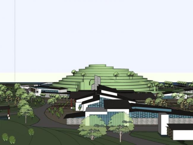 Sketchup办公模型|游客接待中心，低层，现代风格