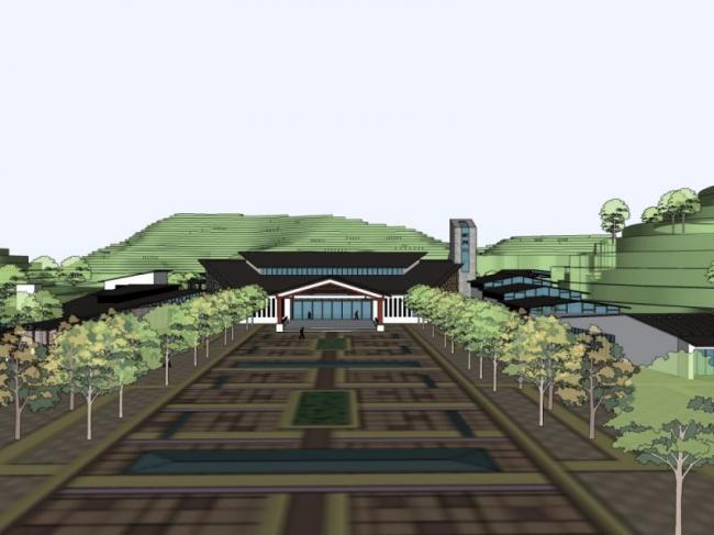 Sketchup办公模型|游客接待中心，低层，现代风格