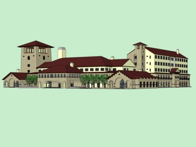 Sketchup办公模型|运动员接待中心，多层，现代风格