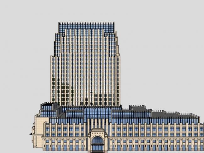 Sketchup办公模型|多高层办公楼，现代风格