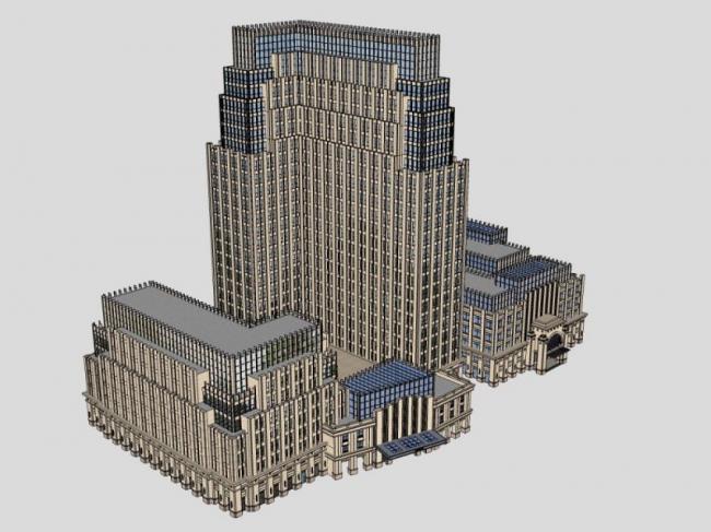 Sketchup办公模型|多高层办公楼，现代风格