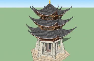 Sketchup小品模型|亭子，六角古亭，古建，中式风格，小品-BIM建筑网