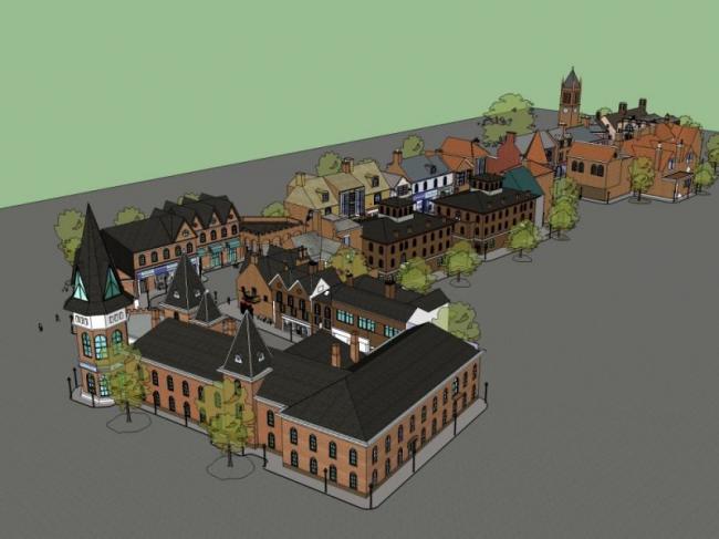 Sketchup商业模型|商业步行街，低层，英式古典风格