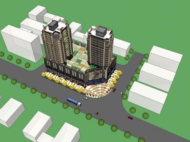 Sketchup综合体模型|多高层商住综合体，住宅，商业，古典风格
