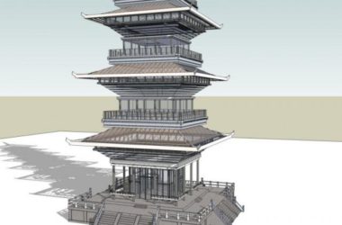 Sketchup古建筑模型|多层塔，仿古建筑，中式风格-BIM建筑网