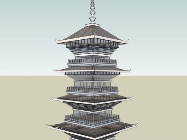 Sketchup古建筑模型|多层塔，仿古建筑，中式风格