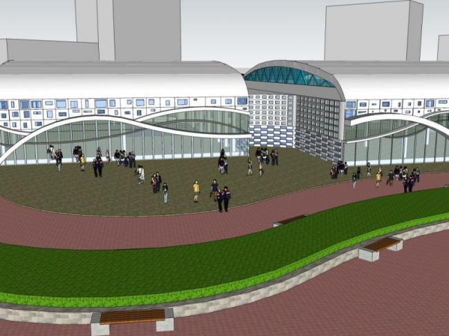 Sketchup车站路桥|多层客运站，现代风格