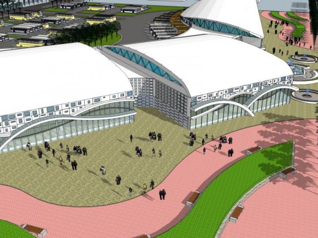 Sketchup车站路桥|多层客运站，现代风格