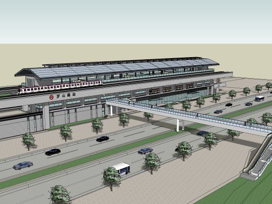 Sketchup车站路桥|轻轨车站，现代风格