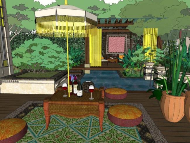 Sketchup景观模型|别墅景观，庭院景观，古典风格