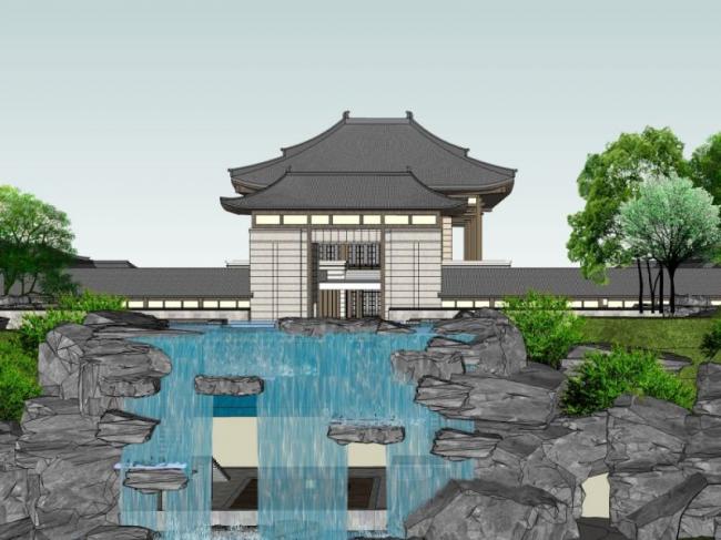 Sketchup景观模型|游园景观，庭院景观，中式风格