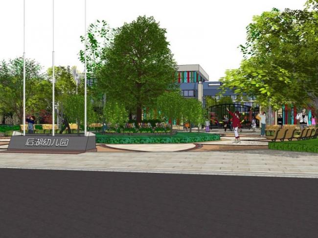 Sketchup景观模型|校园景观，学校景观，现代风格