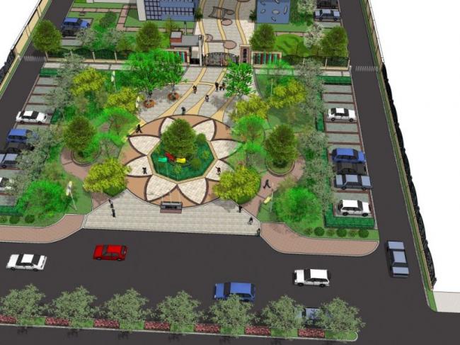 Sketchup景观模型|校园景观，学校景观，现代风格