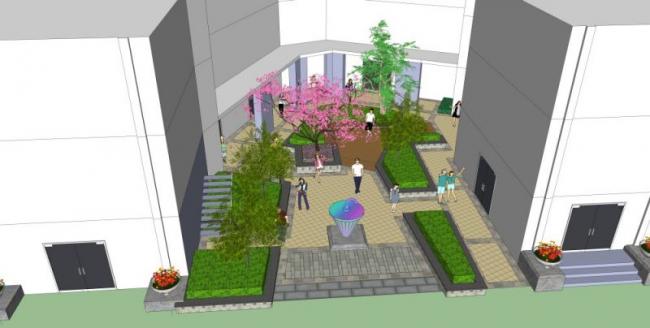 Sketchup景观模型|校园景观，学校景观，现代风格