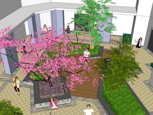 Sketchup景观模型|校园景观，学校景观，现代风格