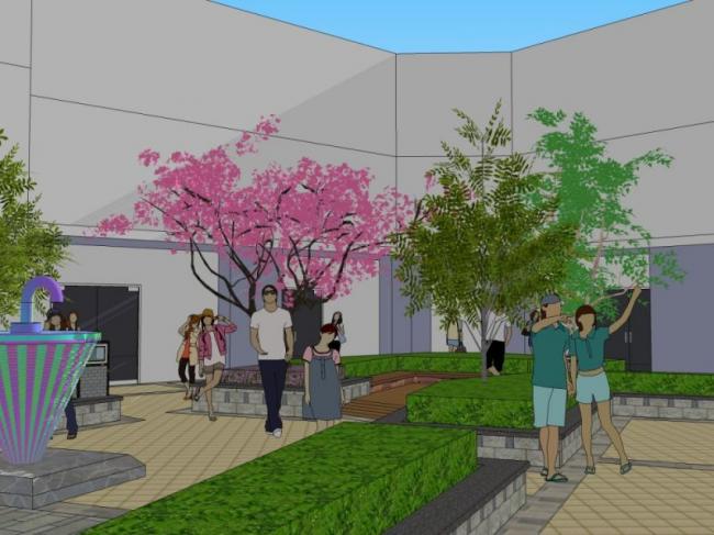 Sketchup景观模型|校园景观，学校景观，现代风格