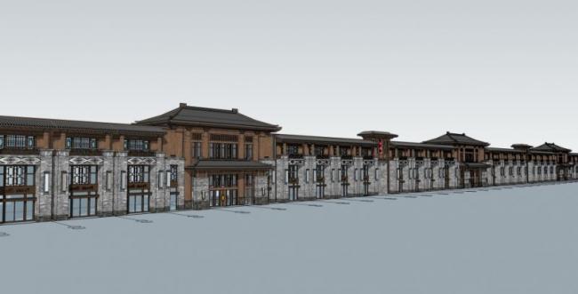 Sketchup商业模型|多层商业街，中式风格