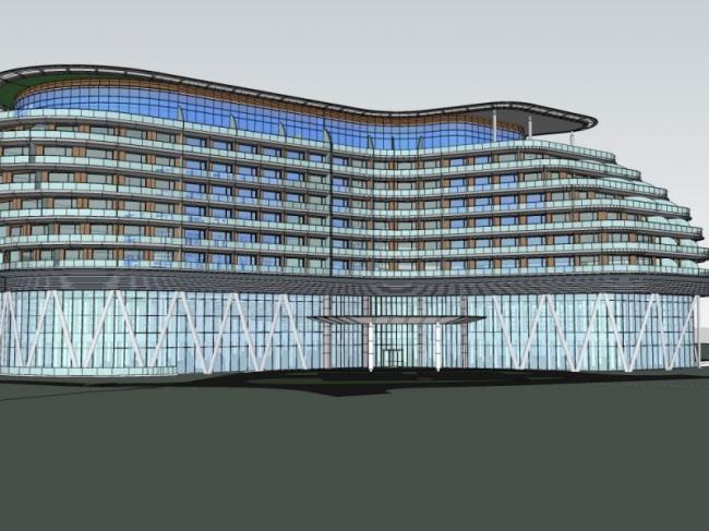 Sketchup酒店模型|多层酒店，现代风格