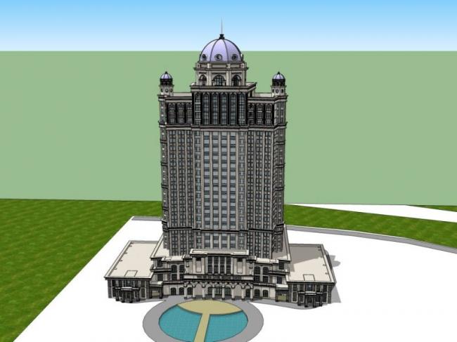 Sketchup酒店模型|高层酒店，古典风格