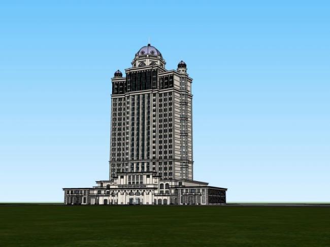 Sketchup酒店模型|高层酒店，古典风格